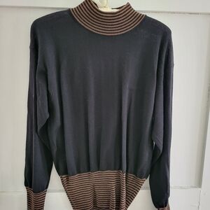 Elegant Black and Brown Turtleneck Sweater
